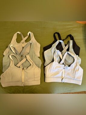 Cordaw Zipper in Front Sports Bra High Impact Strappy Back Support Workout Top